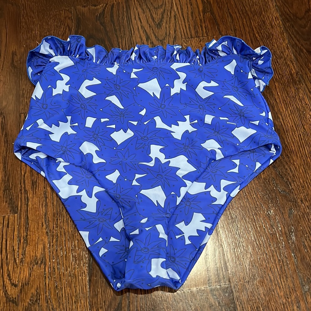 NWOT Anthropologie X Citrine Alice Bikini Bottom in Blue Floral Z535-32